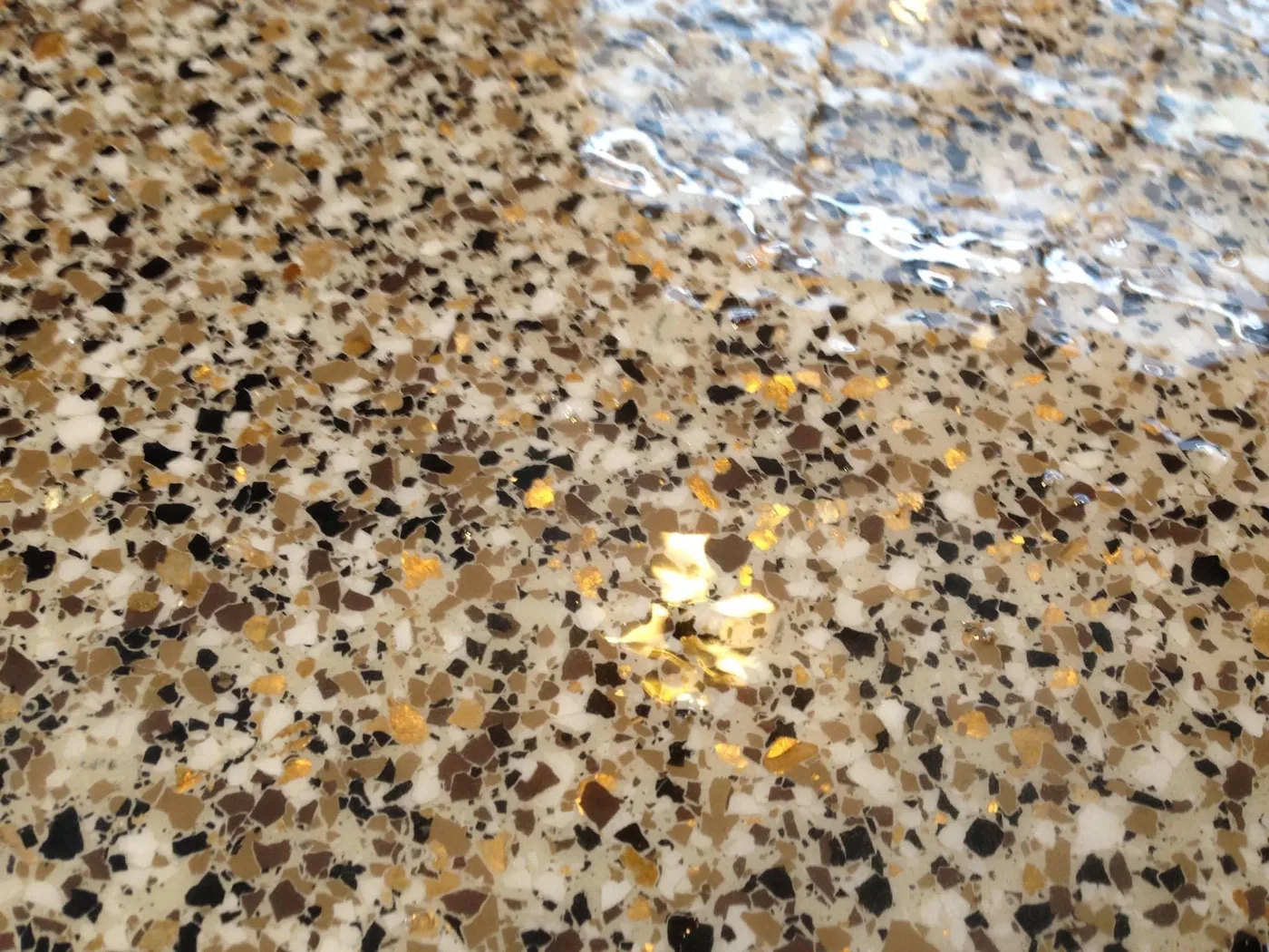 Decorative flake epoxy floor project by 1st Epoxy