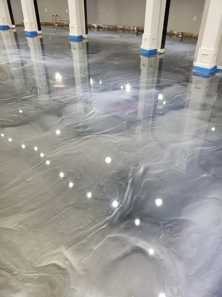 Decorative metallic epoxy floor project by 1st Epoxy